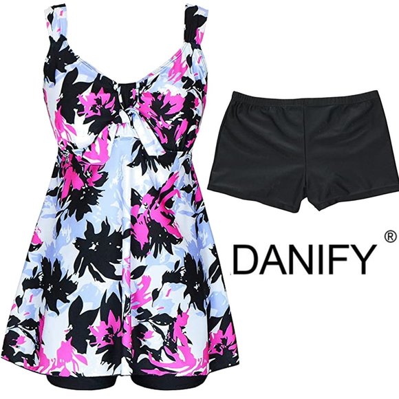 DANIFY Plus Size Tankini Swim Dress  🐟  NEW 𝓌𝒾𝓉𝒽𝑜𝓊𝓉 𝓉𝒶𝑔𝓈 - Picture 1 of 9
